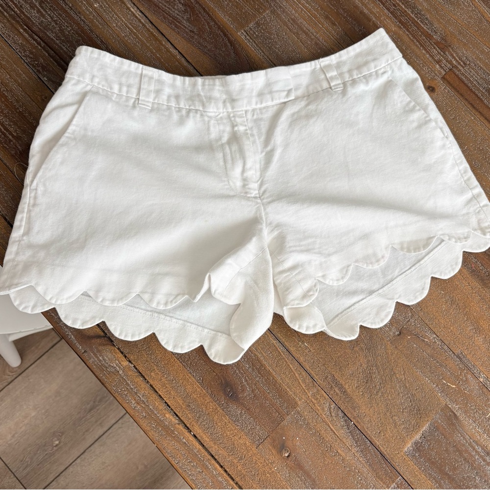 J. Crew  Scalloped Hem White Shorts